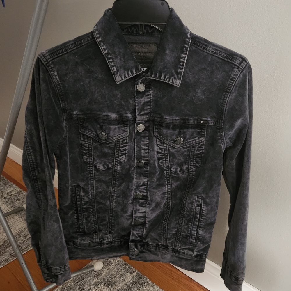 Lucky Brand Women's Black Velvet The Tomboy Trucker Jacket